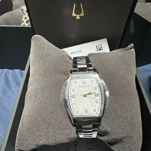 Bulova Women's Watch 96P232 Diamond Dial Silver Stainless Steel Quartz